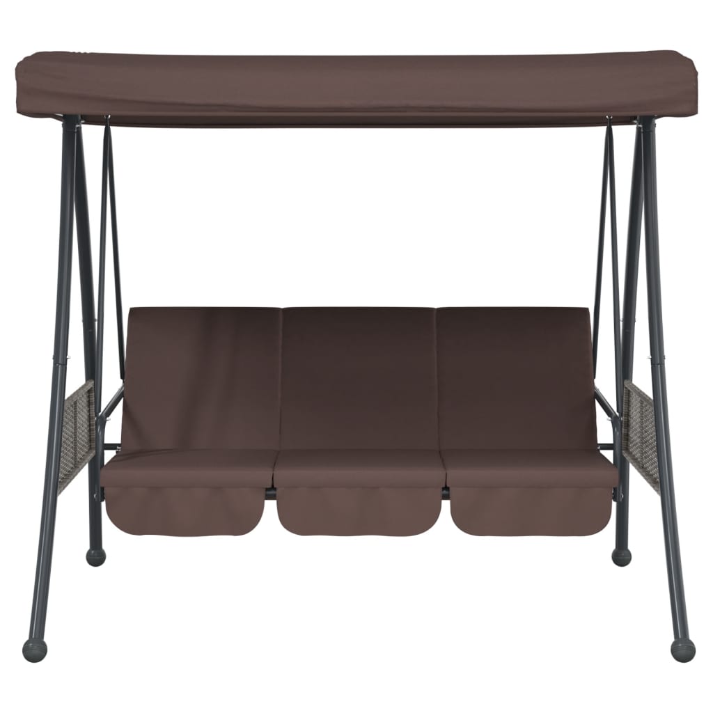 Garden Swing Bench with Adjustable Canopy Coffee Brown Steel