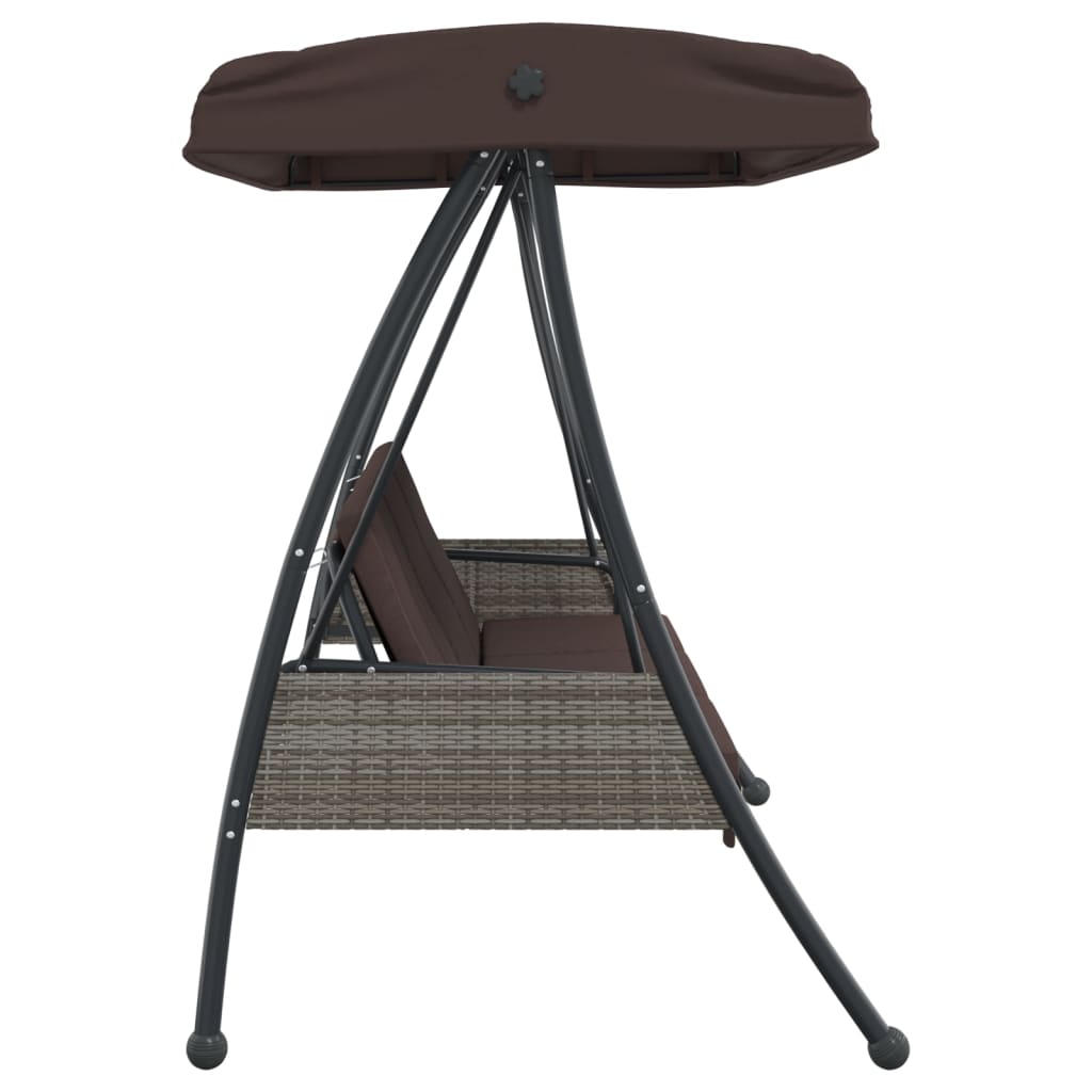 Garden Swing Bench with Adjustable Canopy Coffee Brown Steel