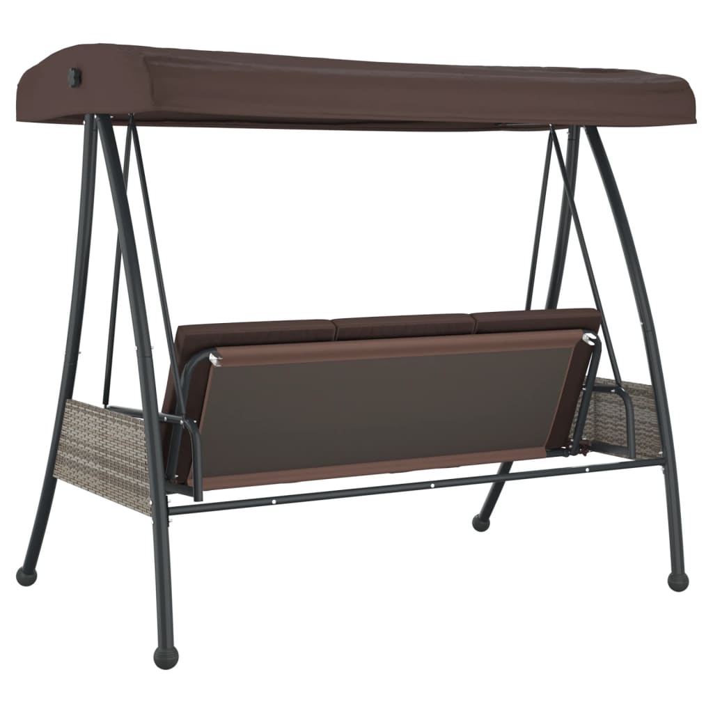 Garden Swing Bench with Adjustable Canopy Coffee Brown Steel