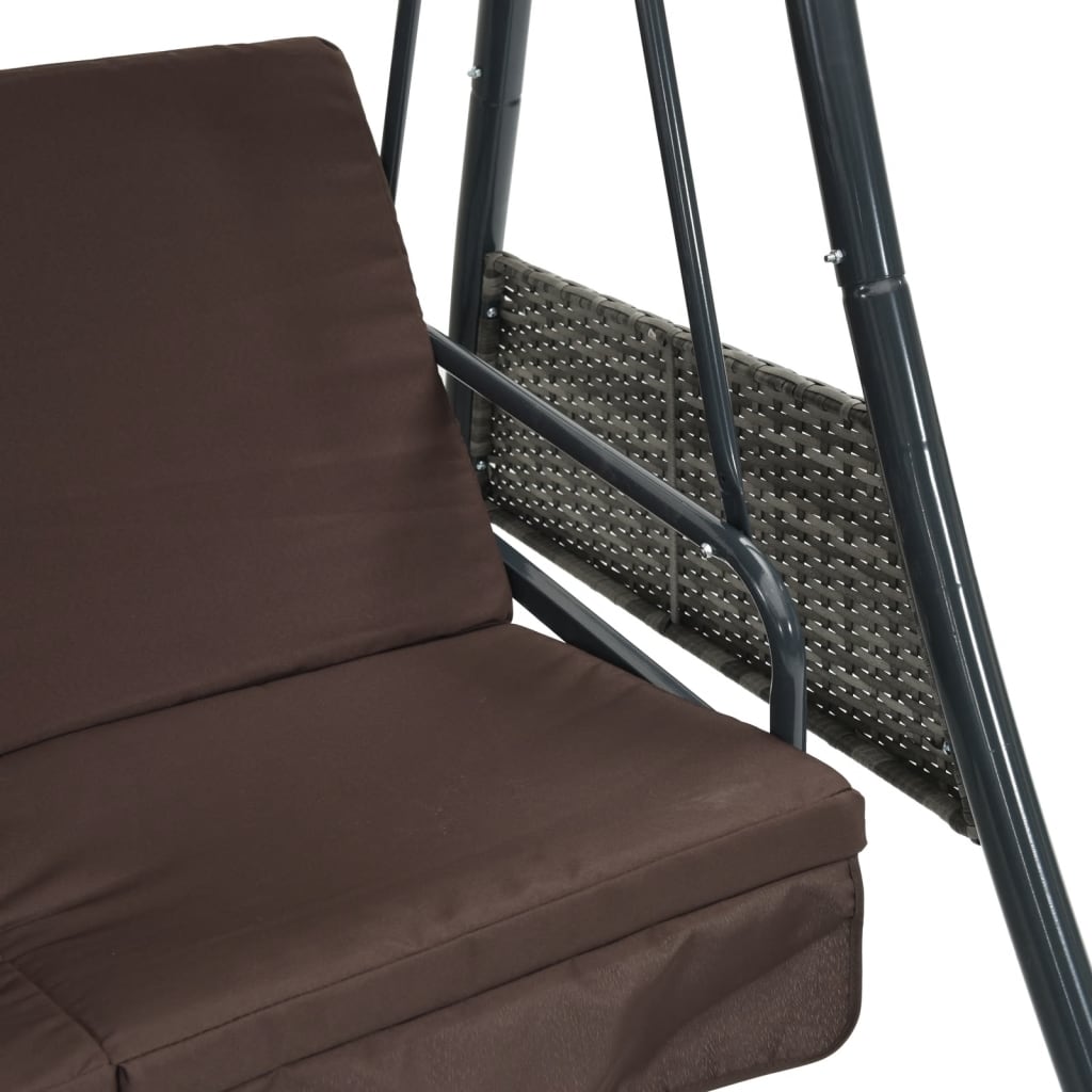 Garden Swing Bench with Adjustable Canopy Coffee Brown Steel
