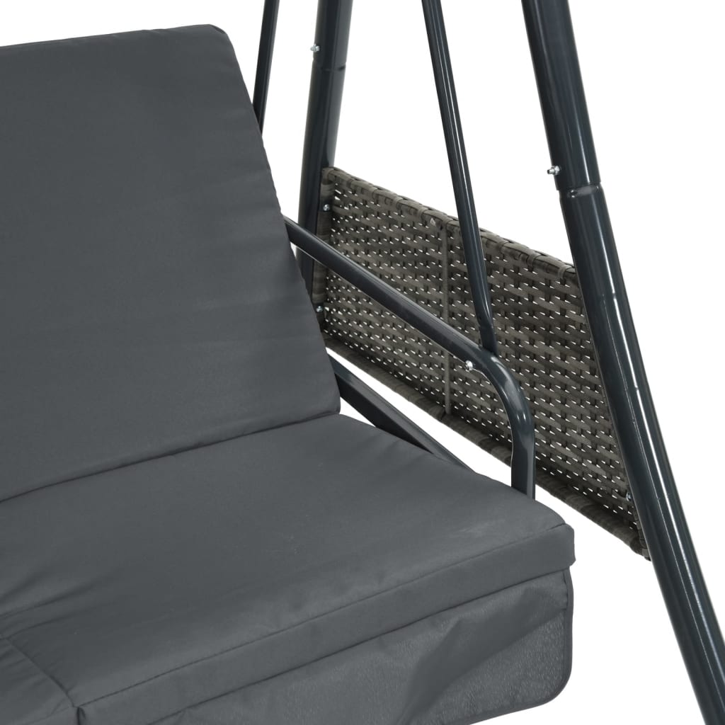 Garden Swing Bench with Adjustable Canopy Dark Grey Steel