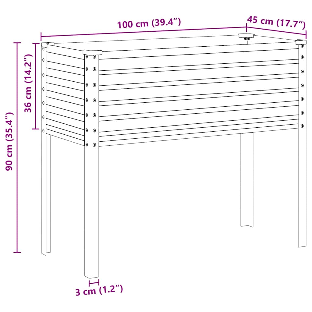 Garden Planter 100x45x90 cm Galvanised Steel