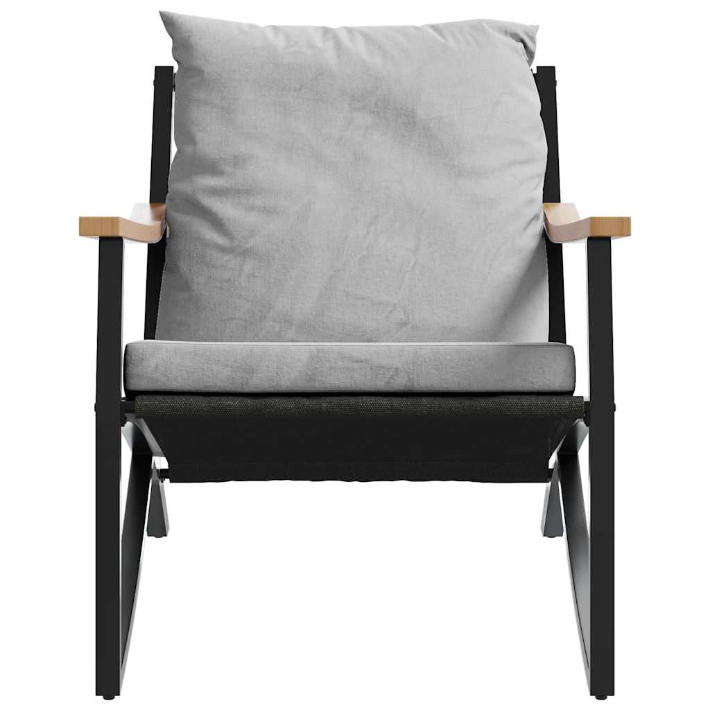 Garden Chairs with Cushions 2 pcs Black Steel