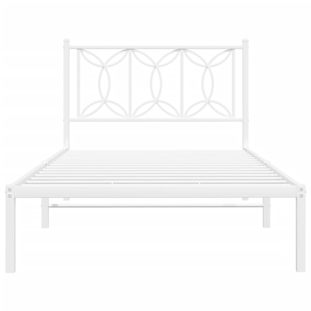 Metal Bed Frame without Mattress with Headboard White 107x203 cm King Single