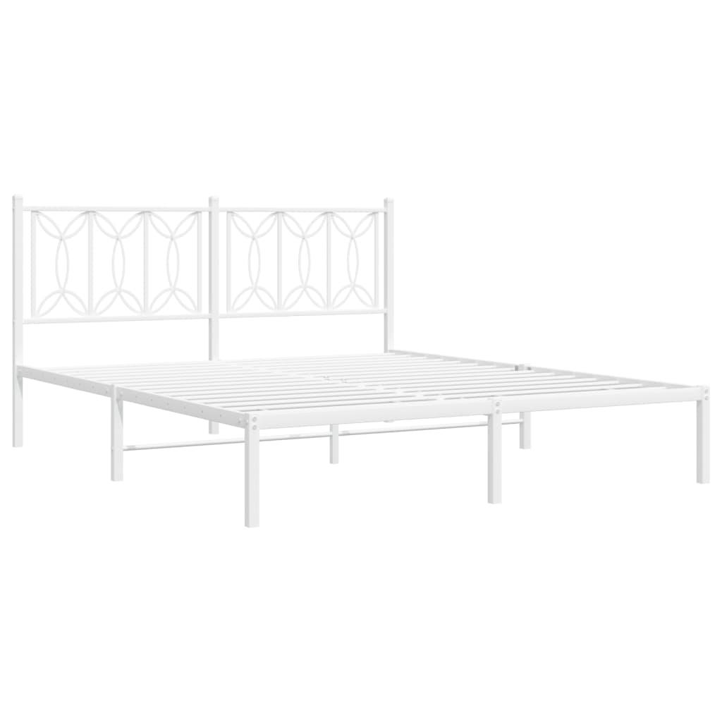 Metal Bed Frame without Mattress with Headboard White 150x200 cm
