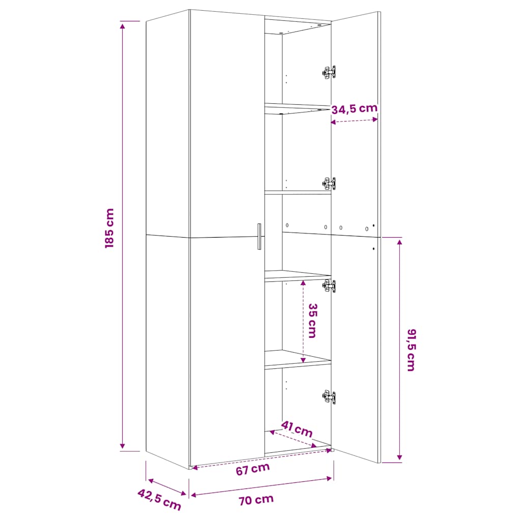 Highboard Sonoma Oak 70x42.5x185 cm Engineered Wood