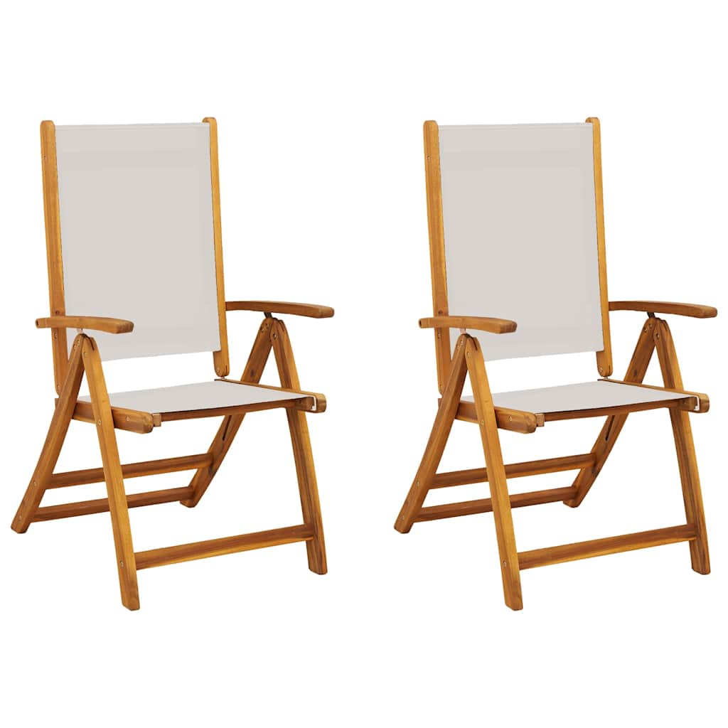 Folding Chairs 2 pcs Solid Wood Acacia and Textilene
