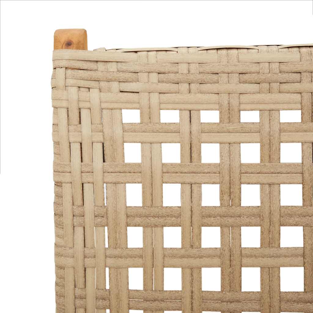 7 Piece Garden Dining Set Beige Poly Rattan and Solid Wood
