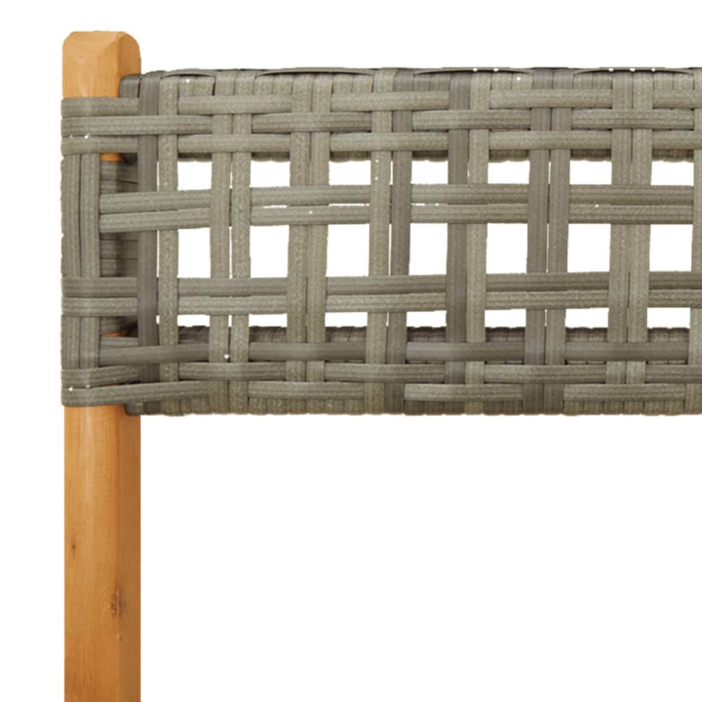 5 Piece Garden Dining Set Grey Poly Rattan and Solid Wood