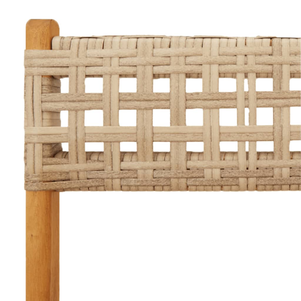 5 Piece Garden Dining Set Beige Poly Rattan and Solid Wood