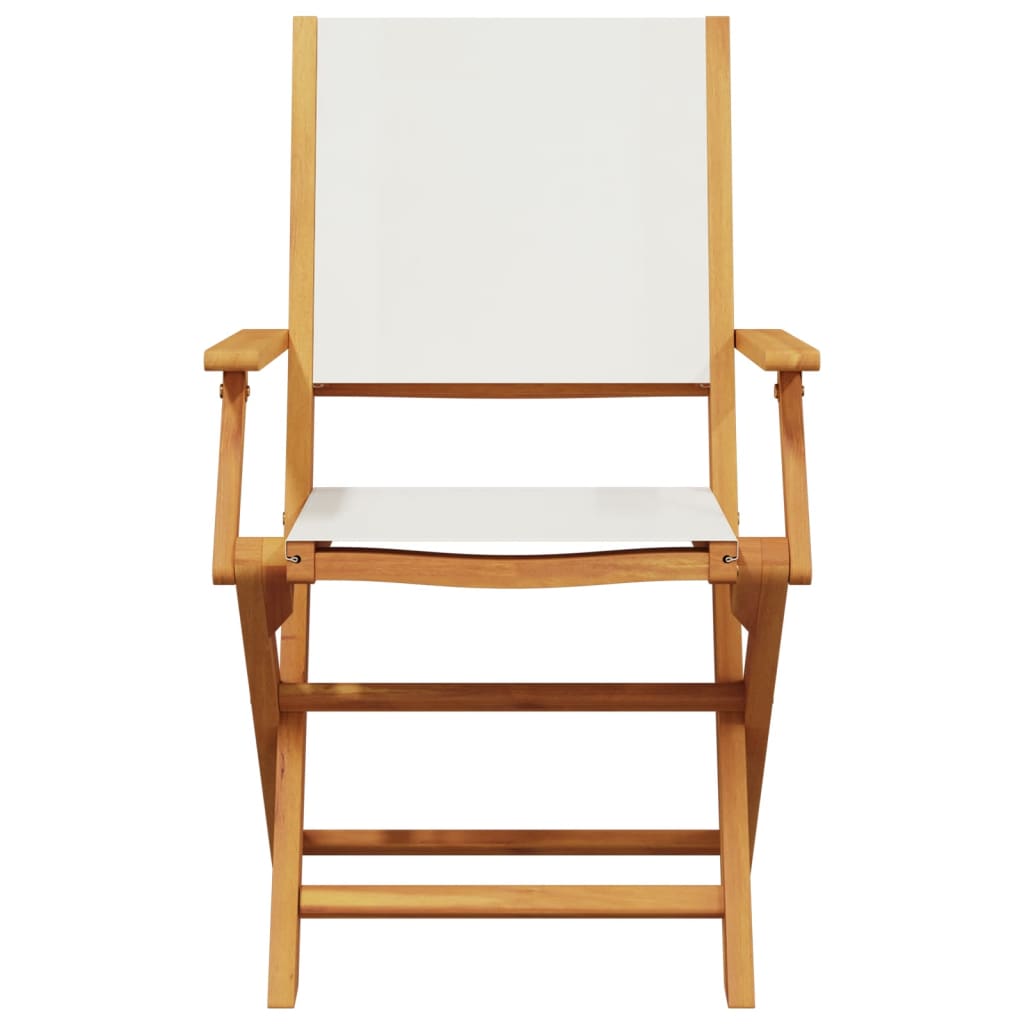 5 Piece Garden Dining Set Cream White Fabric and Solid Wood
