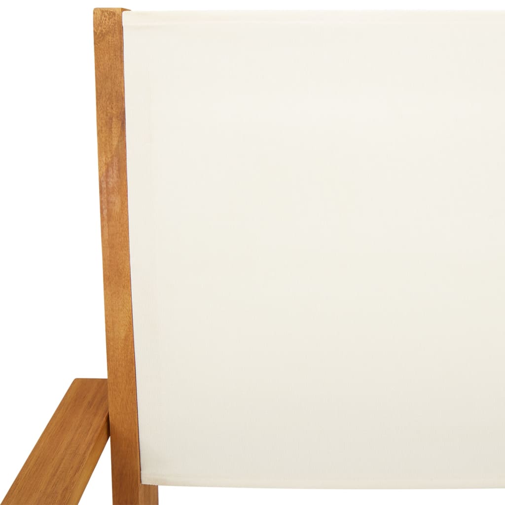 5 Piece Garden Dining Set Cream White Fabric and Solid Wood