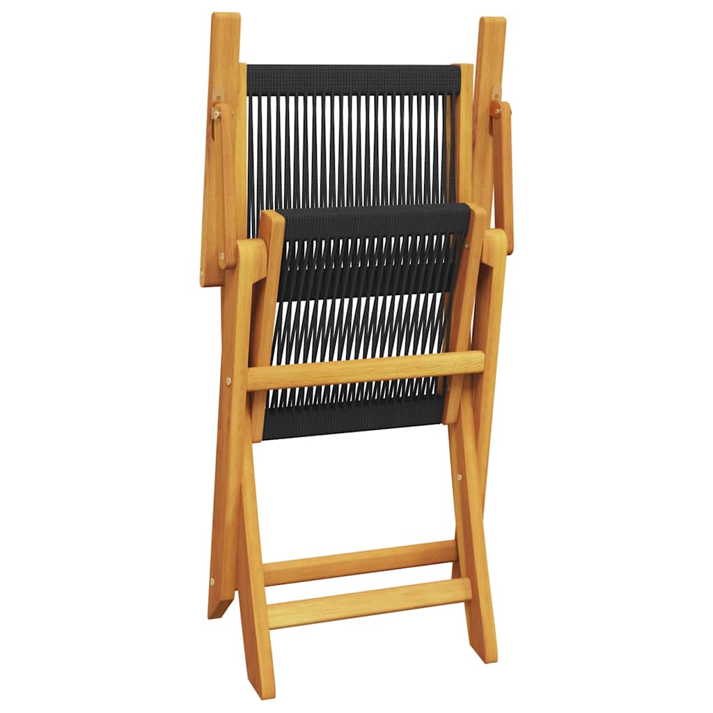 3 Piece Bistro Set Black Polypropylene and Solid Wood