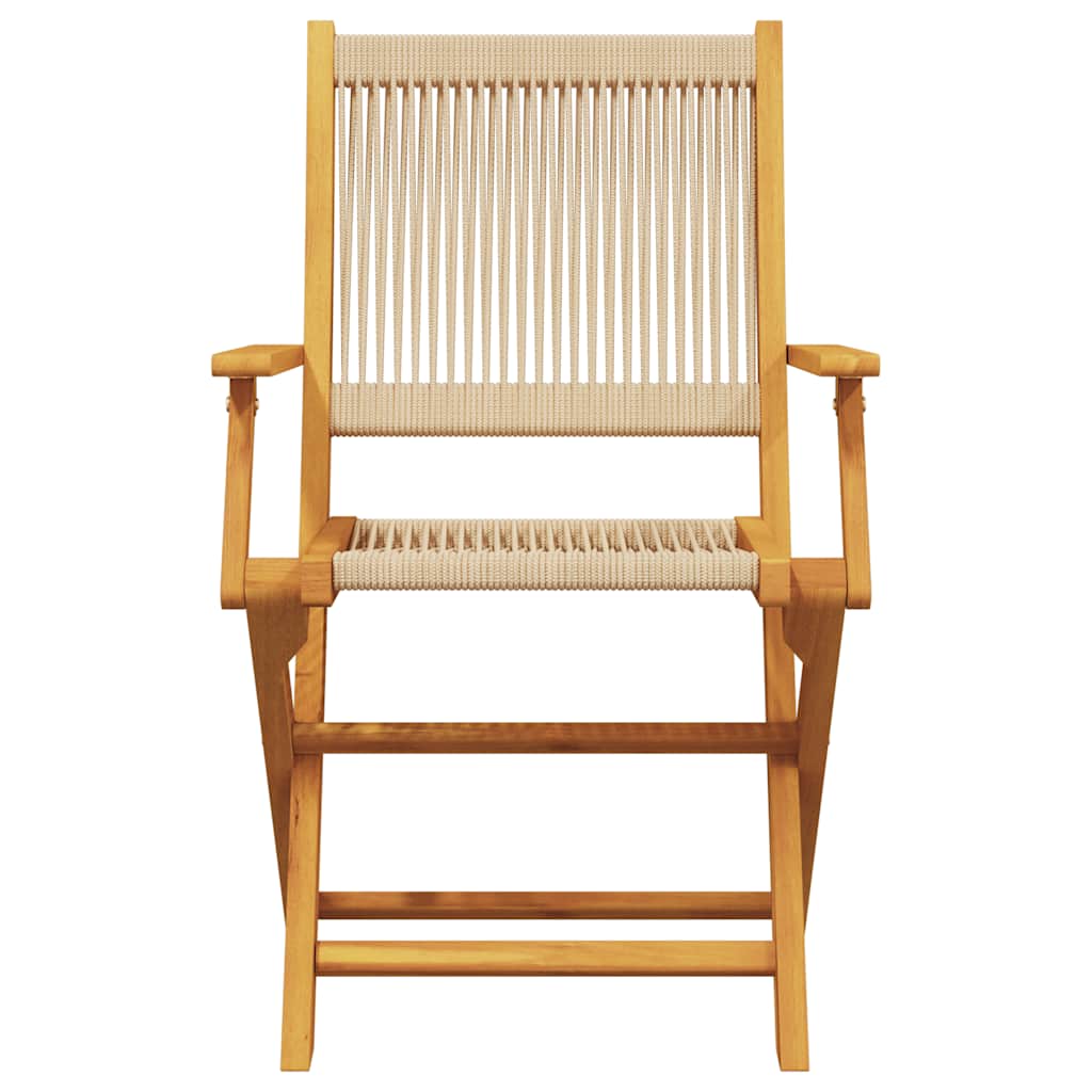 3 Piece Bistro Set Beige Polypropylene and Solid Wood