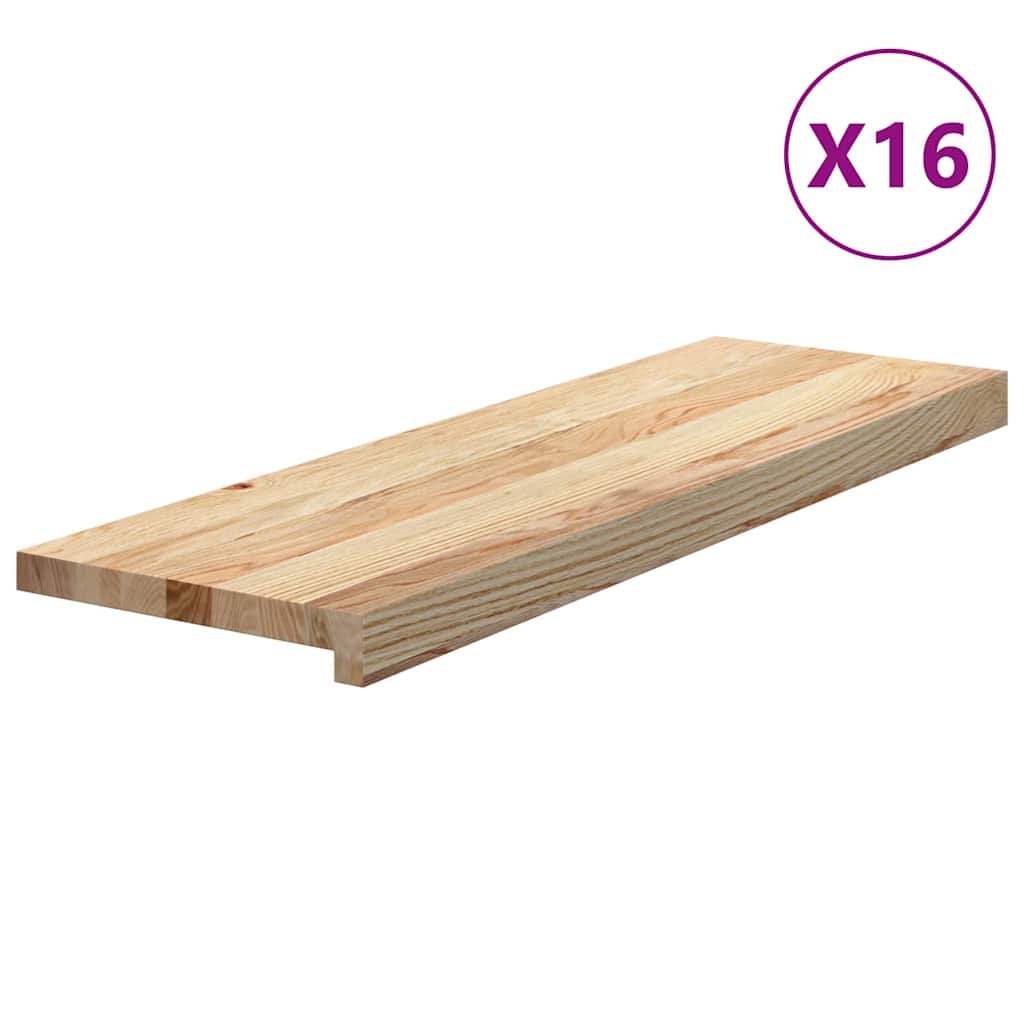 Stair Treads 16 pcs Untreated 80x25x2 cm Solid Wood Oak
