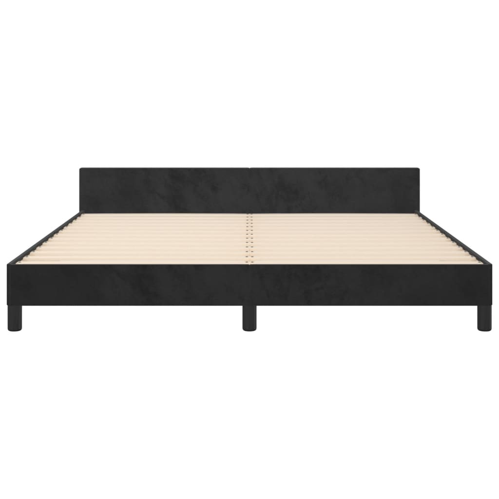 Bed Frame without Mattress Black 152x203 cm Queen Velvet