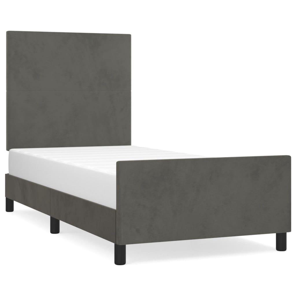 Bed Frame without Mattress Dark Grey 107x203 cm King Single Size Velvet