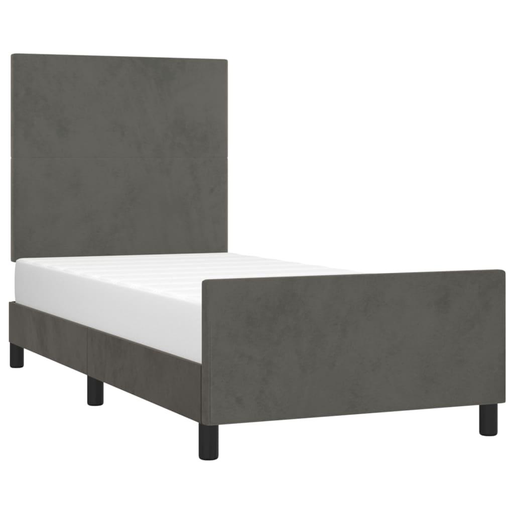 Bed Frame without Mattress Dark Grey 107x203 cm King Single Size Velvet