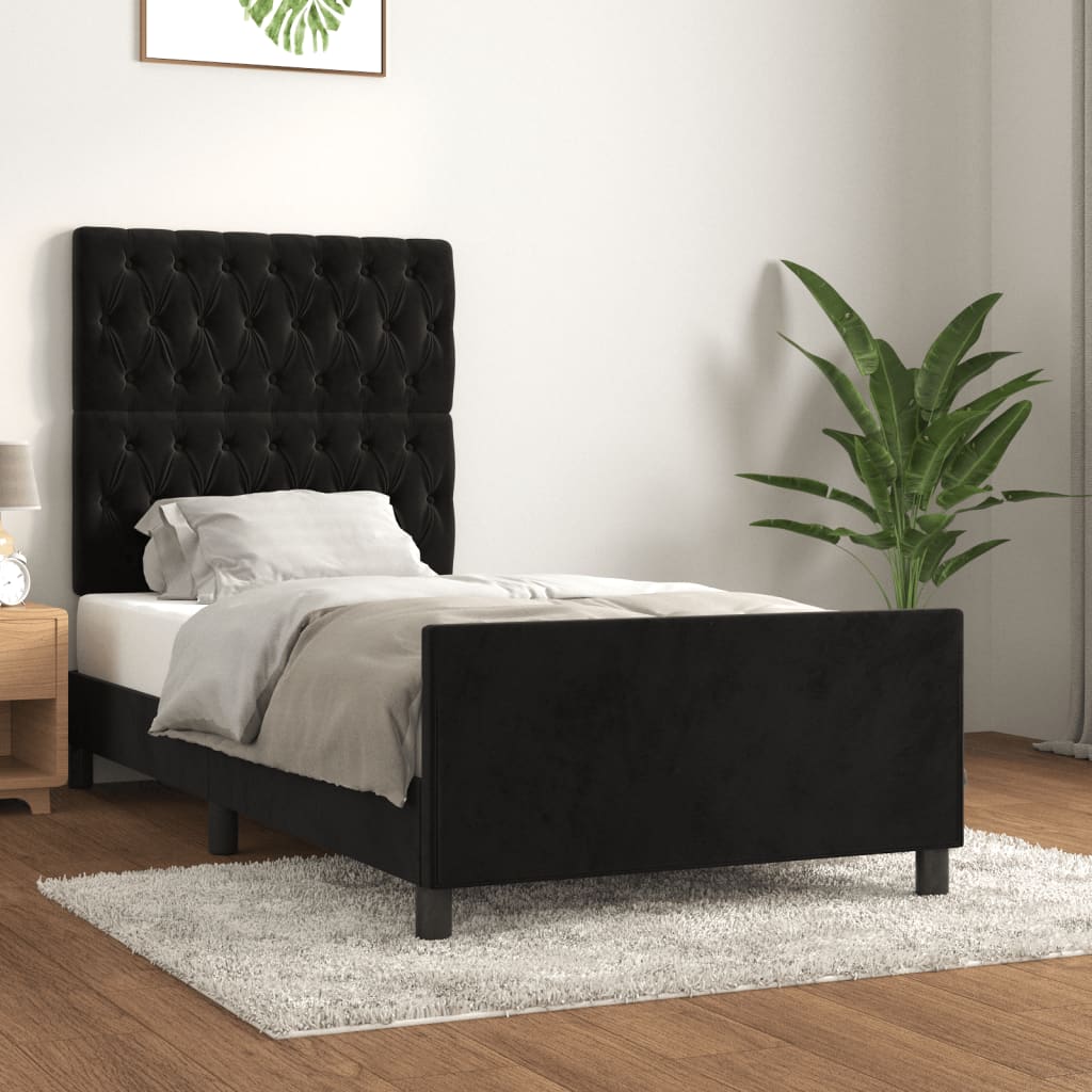Bed Frame without Mattress Black 107x203 cm King Single Size Velvet