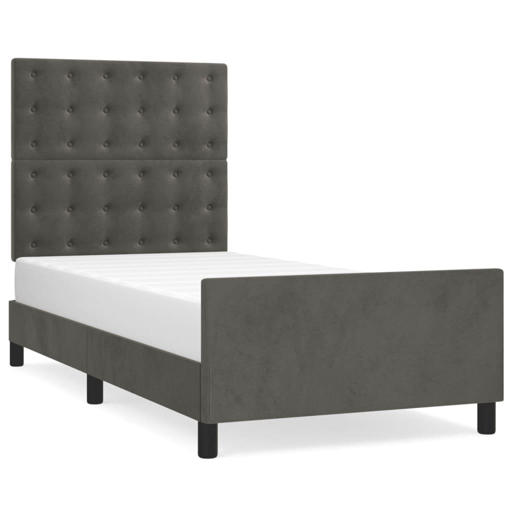 Bed Frame without Mattress Dark Grey 107x203 cm King Single Size Velvet