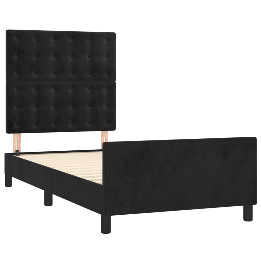 Bed Frame without Mattress Black 107x203 cm King Single Size Velvet
