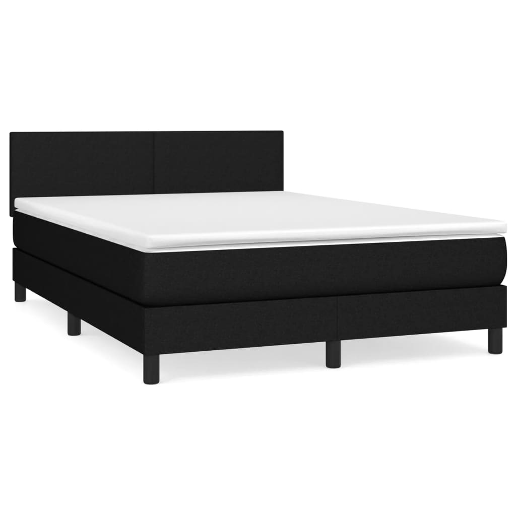 Box Spring Bed with Mattress Black 137x190 cm Full Fabric