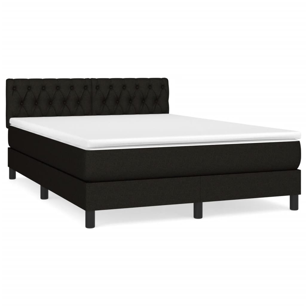 Box Spring Bed with Mattress Black 137x190 cm Full Fabric