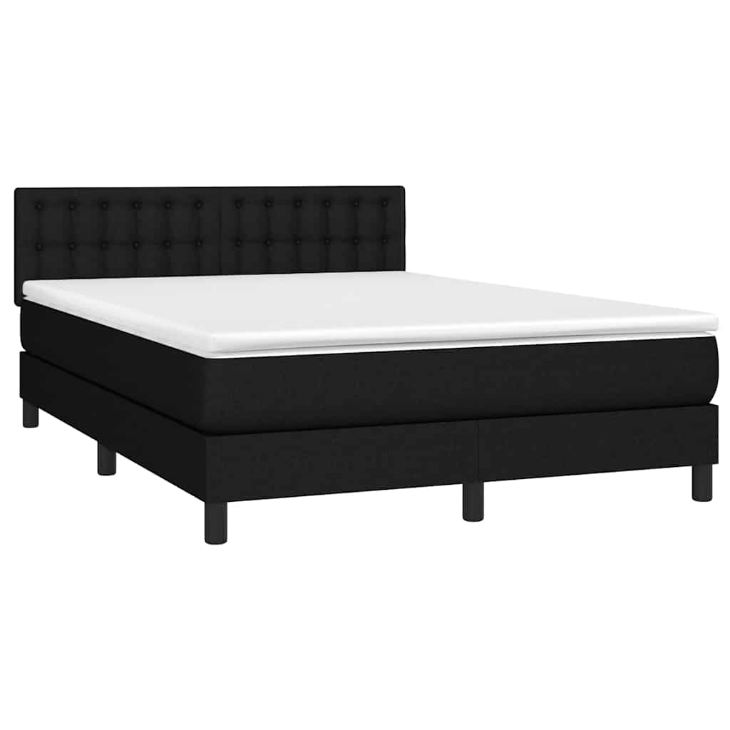 Box Spring Bed with Mattress Black 137x190 cm Full Fabric