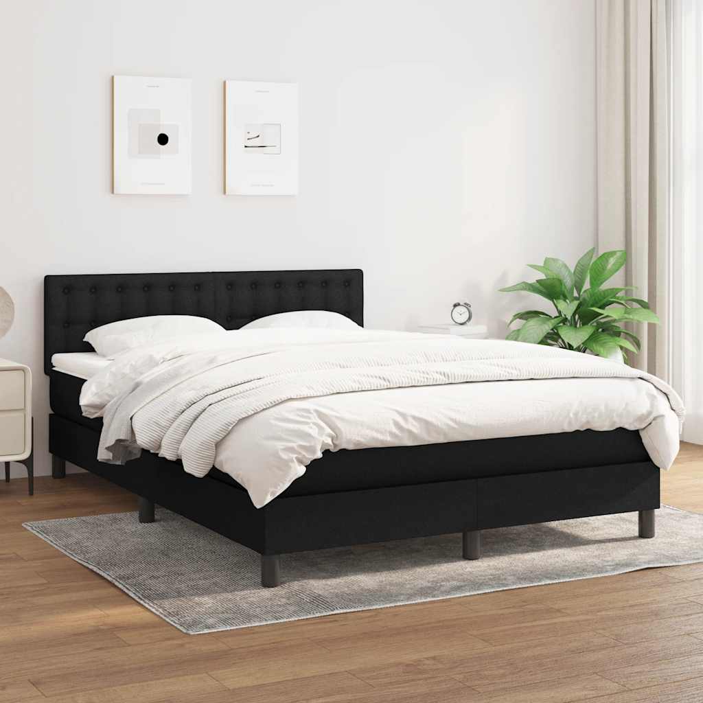 Box Spring Bed with Mattress Black 137x190 cm Full Fabric