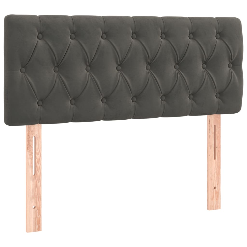 Box Spring Bed with Mattress Dark Grey 107x203 cm King Single Velvet