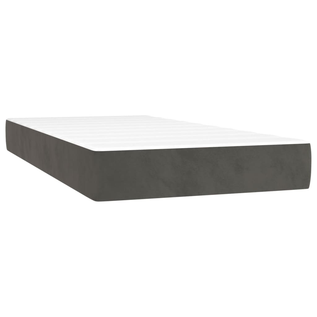 Box Spring Bed with Mattress Dark Grey 107x203 cm King Single Velvet