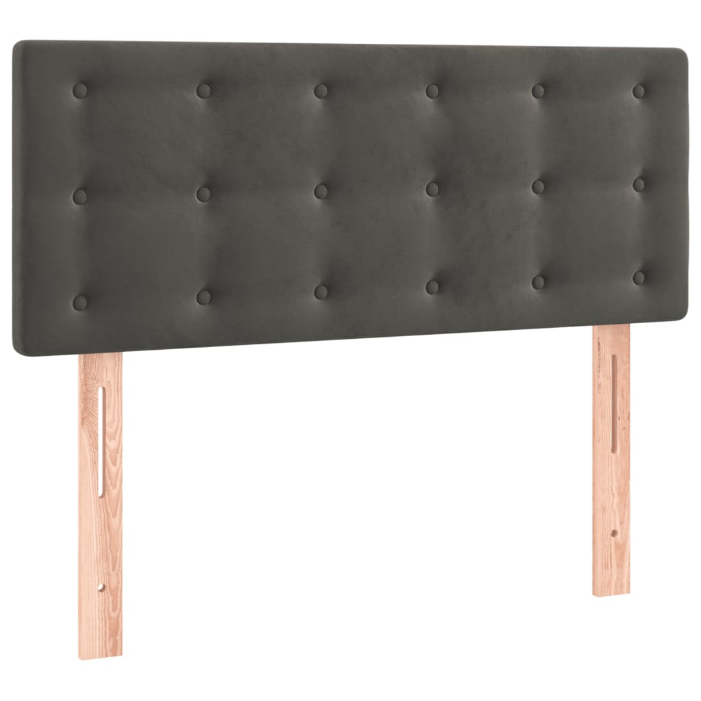 Box Spring Bed with Mattress Dark Grey 107x203 cm King Single Velvet