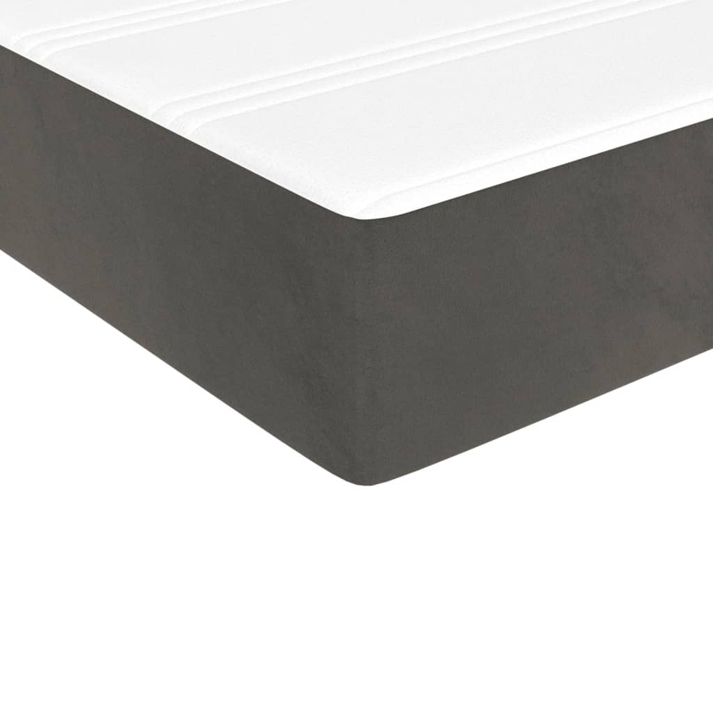 Box Spring Bed with Mattress Dark Grey 107x203 cm King Single Velvet