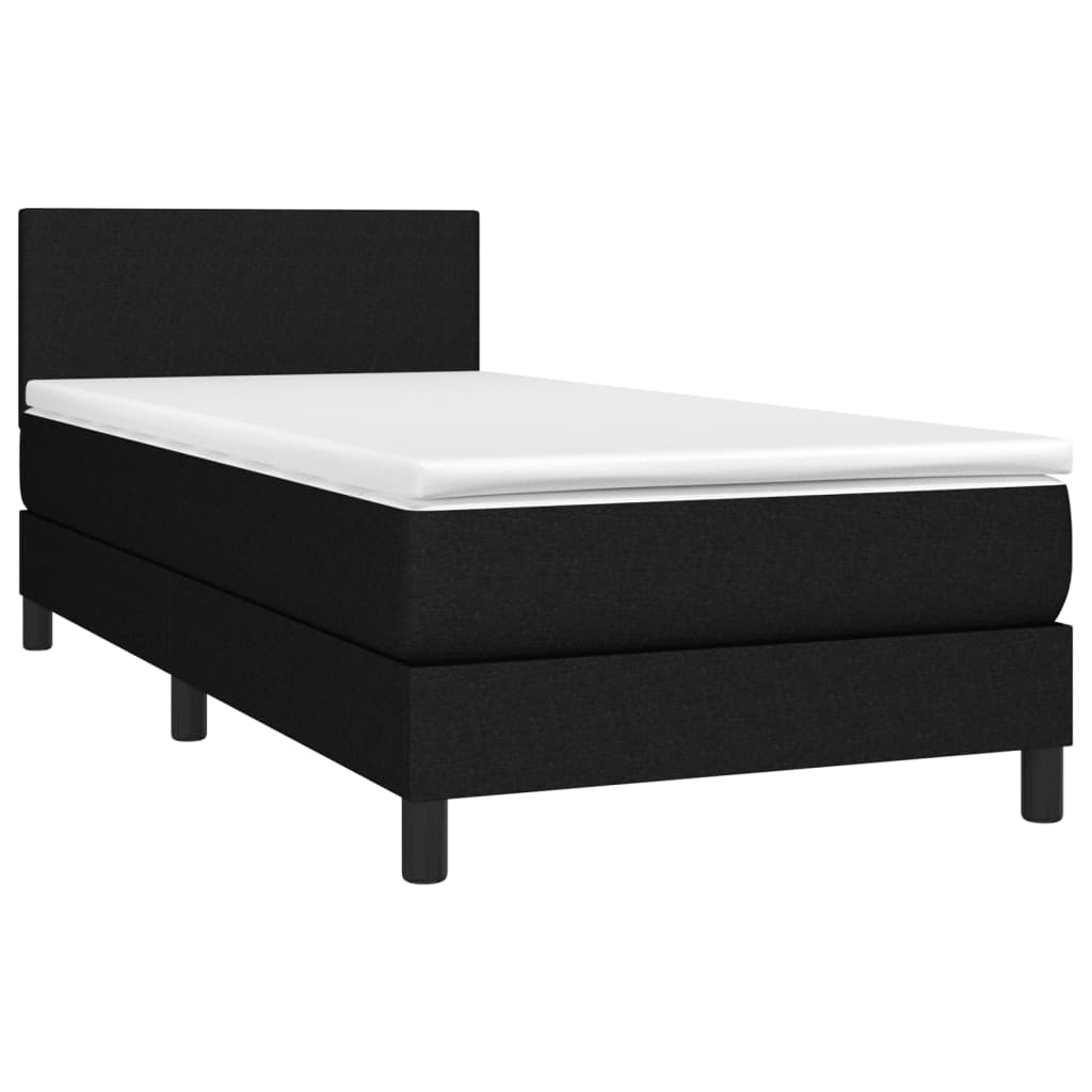 Box Spring Bed with Mattress&LED Black 107x203 cm King Single Size Fabric