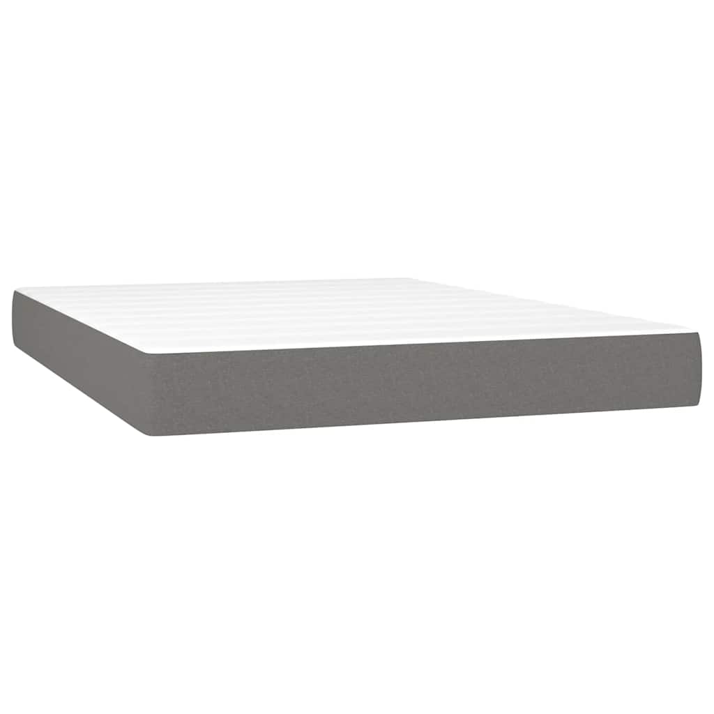 Box Spring Bed with Mattress&LED Dark Grey 152x203 cm Fabric