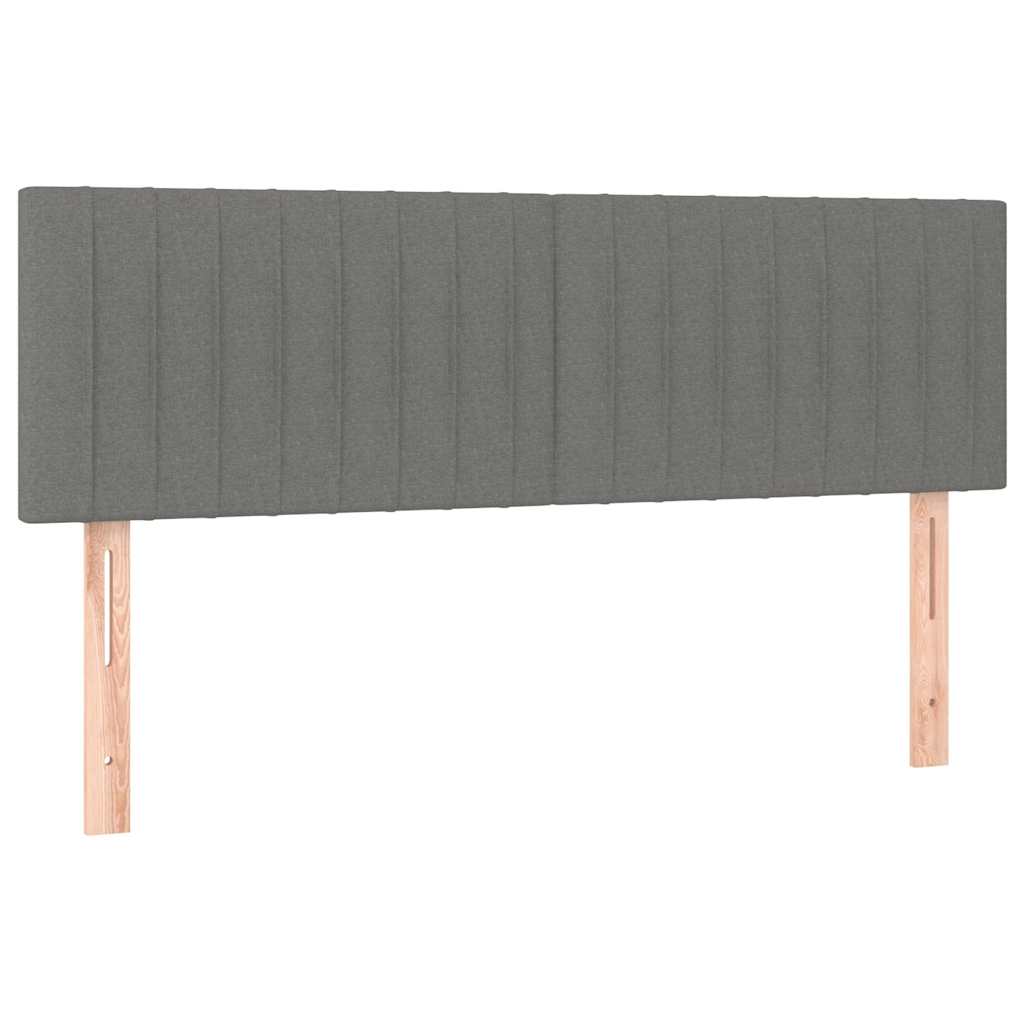 Box Spring Bed with Mattress&LED Dark Grey 152x203 cm Fabric
