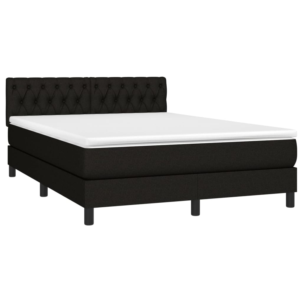 Box Spring Bed with Mattress&LED Black 152x203 cm Queen Fabric