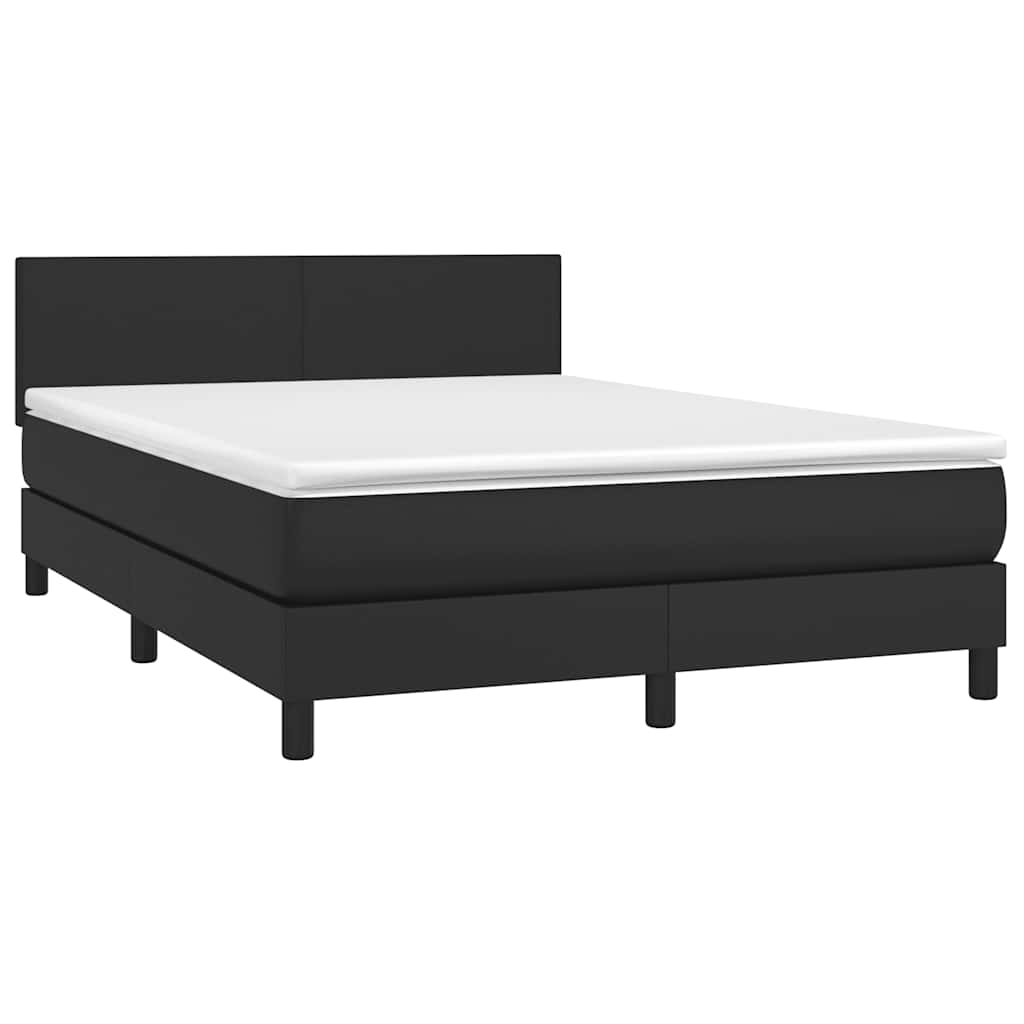 Box Spring Bed with Mattress&LED Black 152x203 cm Faux Leather