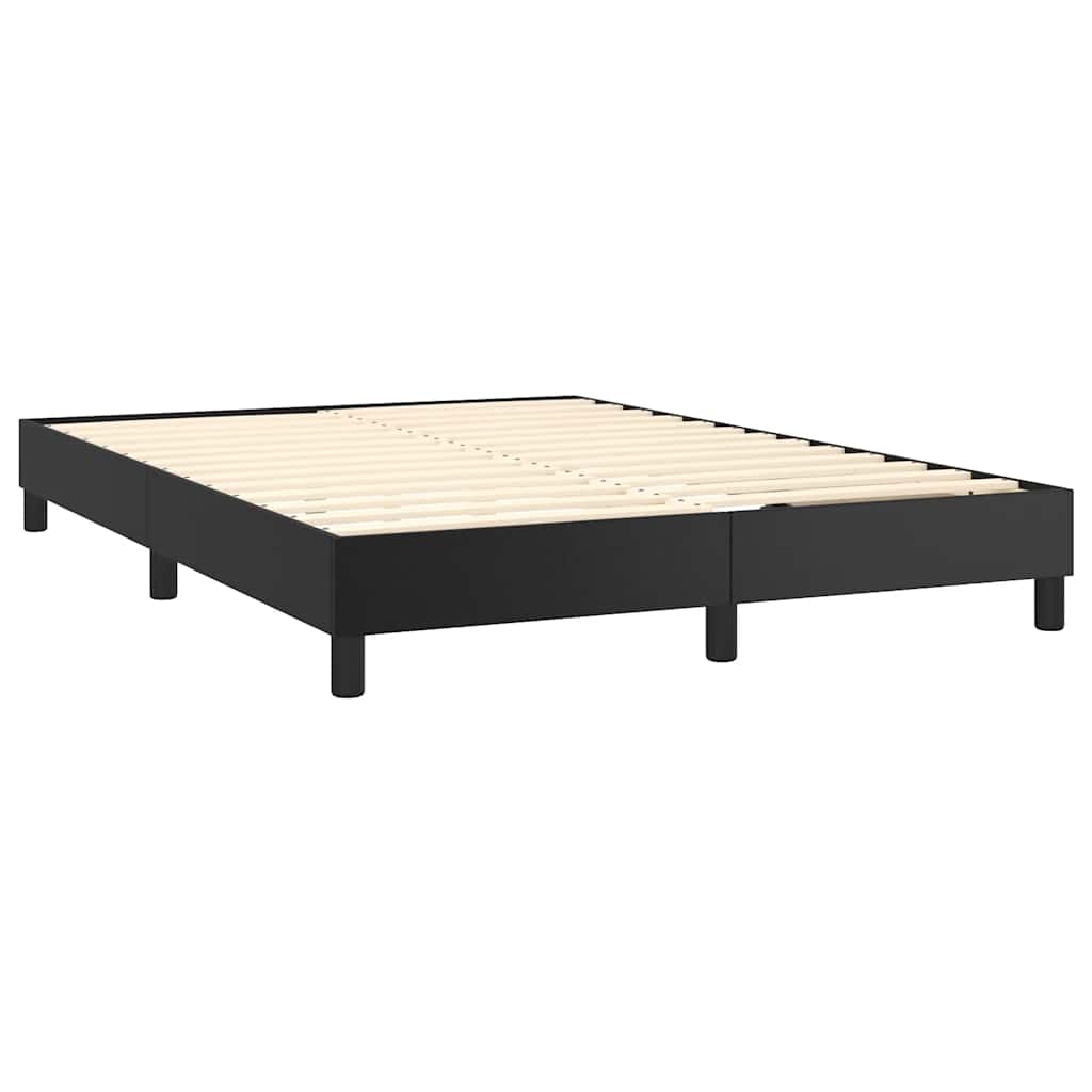 Box Spring Bed with Mattress&LED Black 152x203 cm Faux Leather