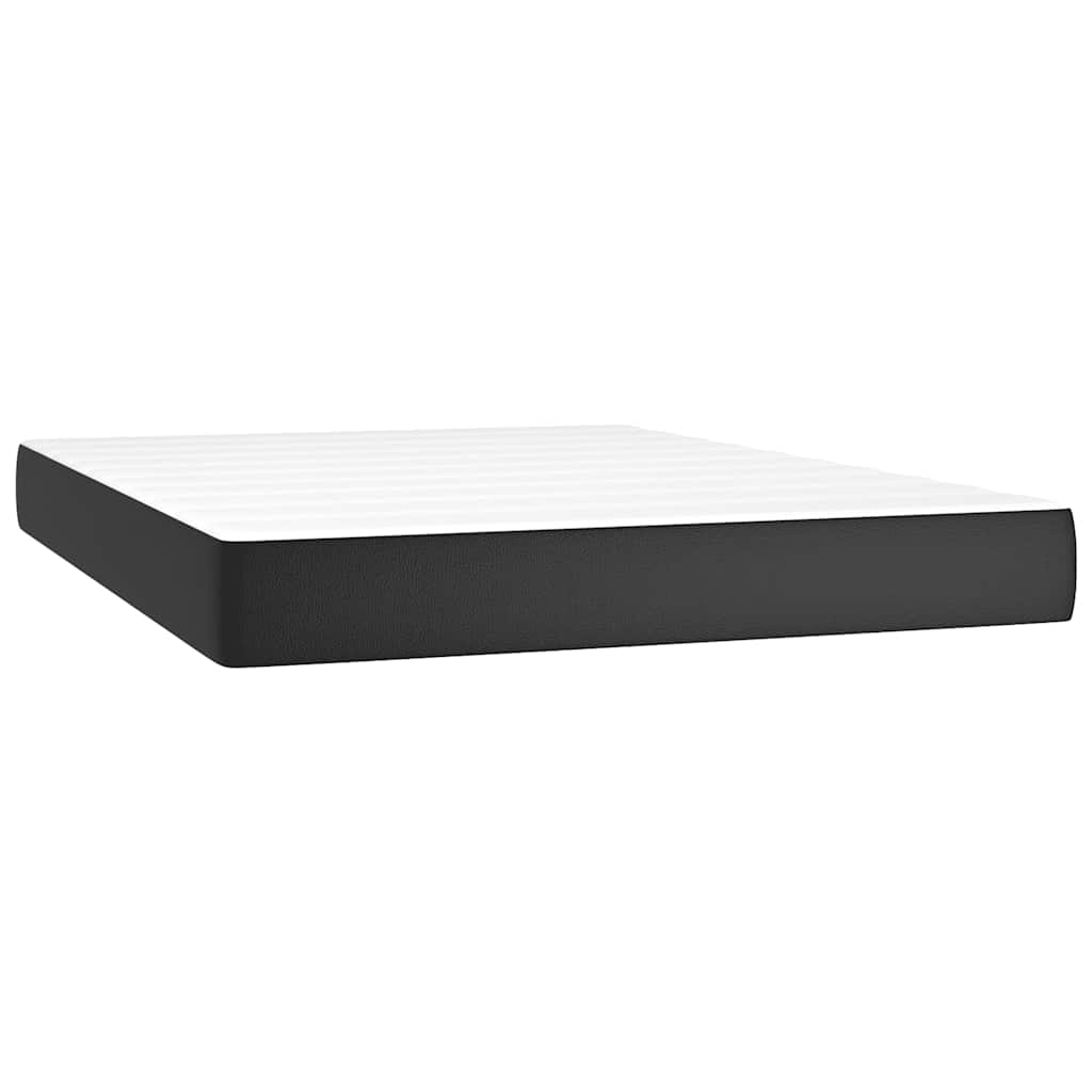 Box Spring Bed with Mattress&LED Black 152x203 cm Faux Leather