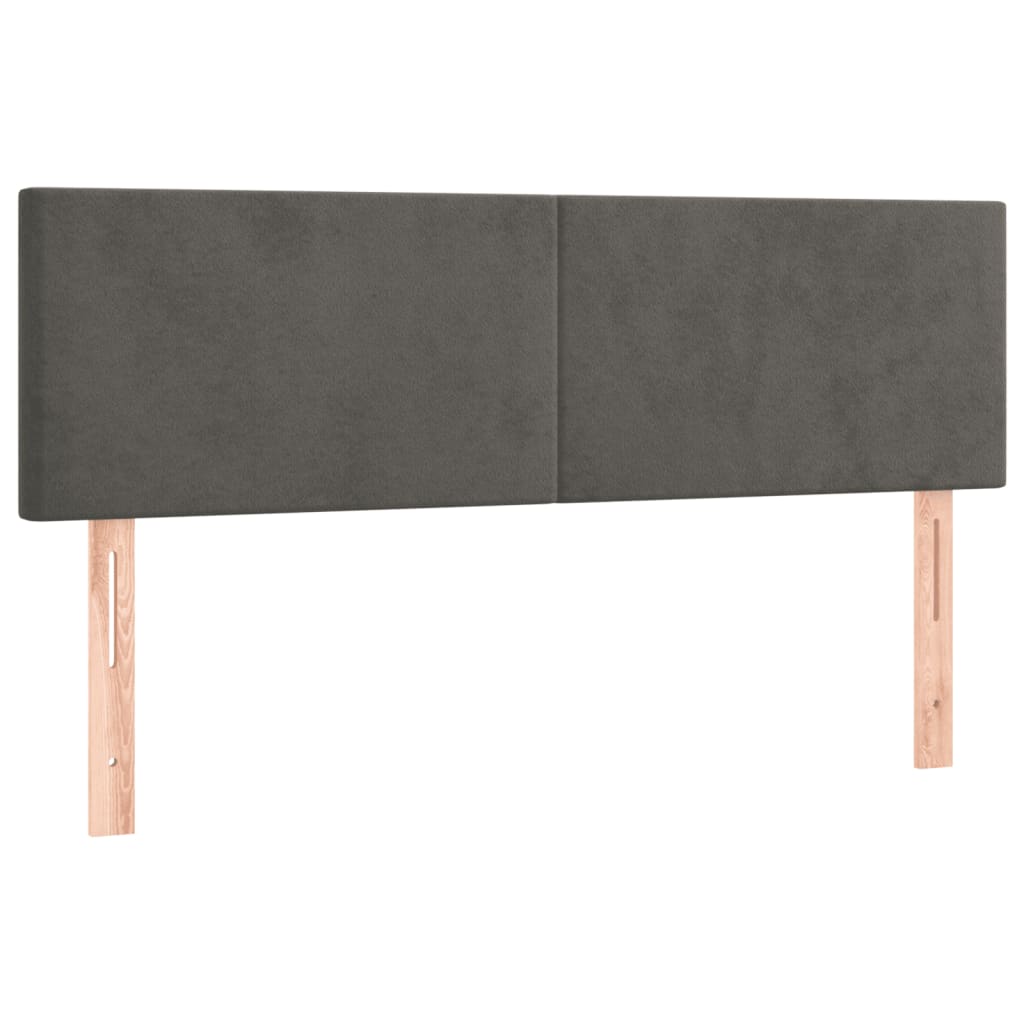 Box Spring Bed with Mattress&LED Dark Grey 137x190 cm Velvet