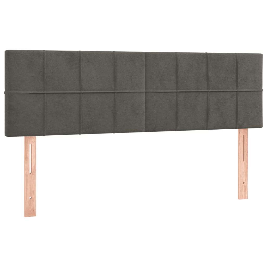 Box Spring Bed with Mattress&LED Dark Grey 137x190 cm Velvet