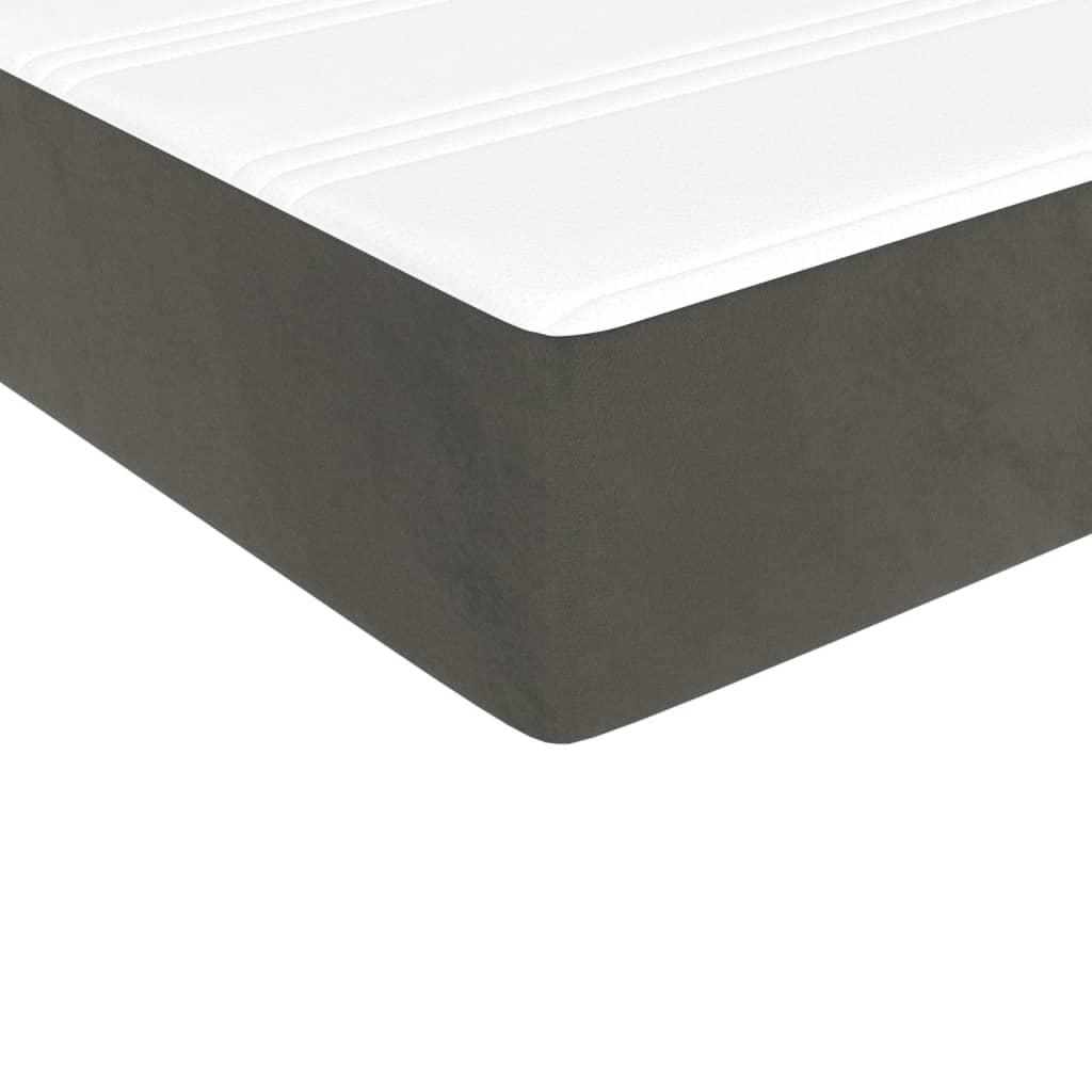 Box Spring Bed with Mattress&LED Dark Grey 137x190 cm Velvet