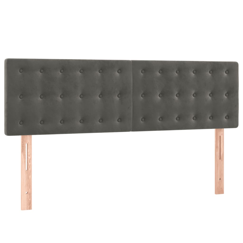 Box Spring Bed with Mattress&LED Dark Grey 137x190 cm Velvet