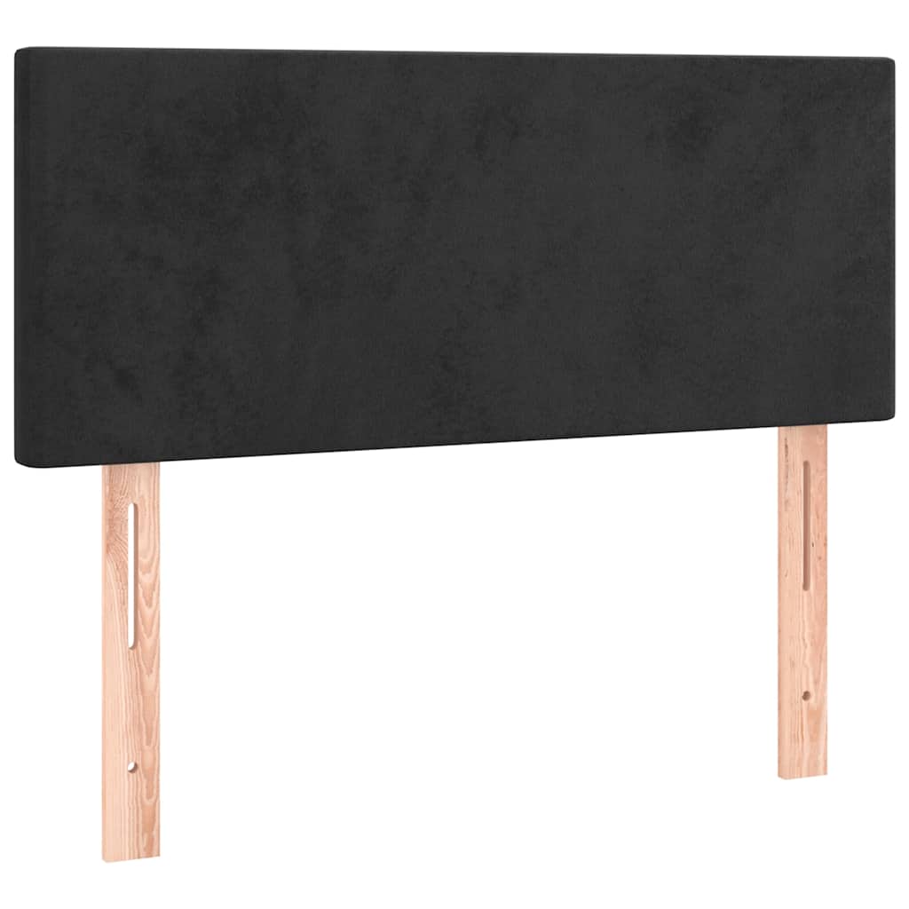 Box Spring Bed with Mattress&LED Black 107x203 cm King Single Size Velvet