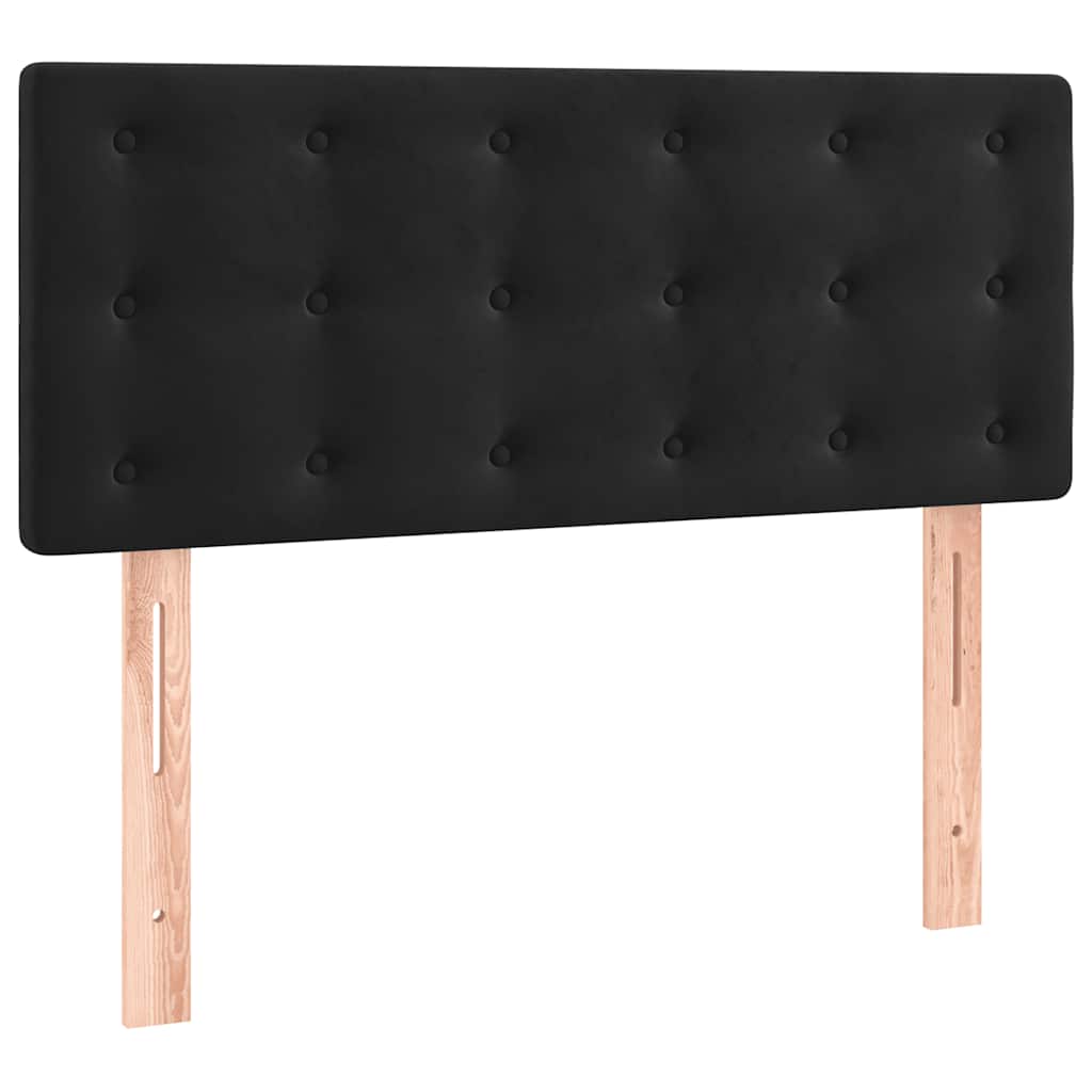 Box Spring Bed with Mattress&LED Black 107x203 cm King Single Size Velvet