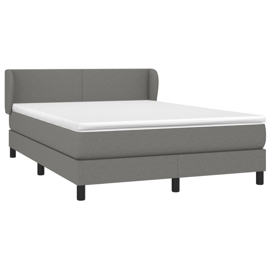 Box Spring Bed with Mattress Dark Grey 152x203 cm Fabric