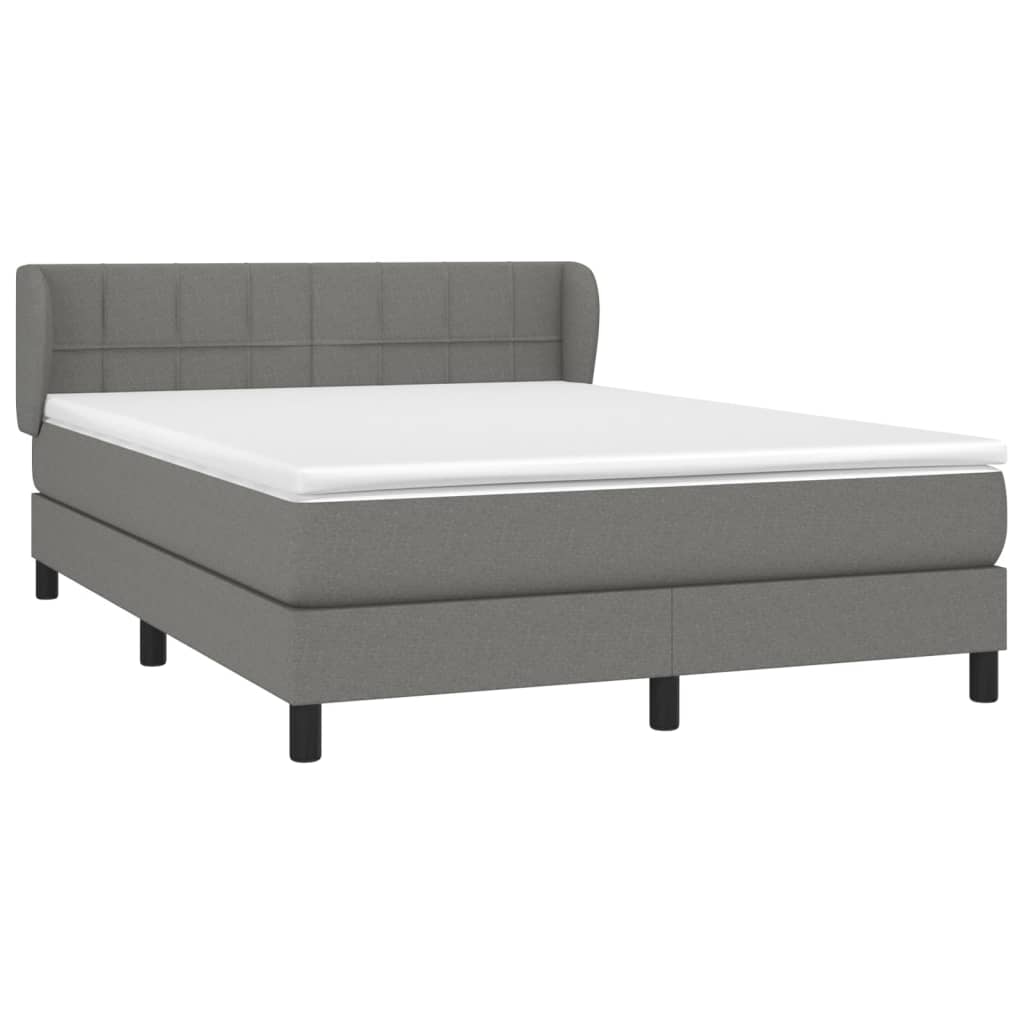 Box Spring Bed with Mattress Dark Grey 152x203 cm Fabric