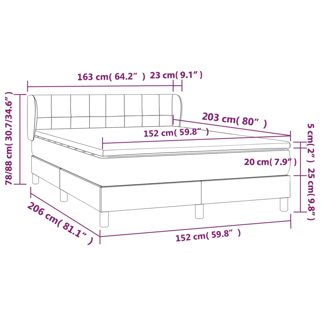 Box Spring Bed with Mattress Dark Grey 152x203 cm Fabric