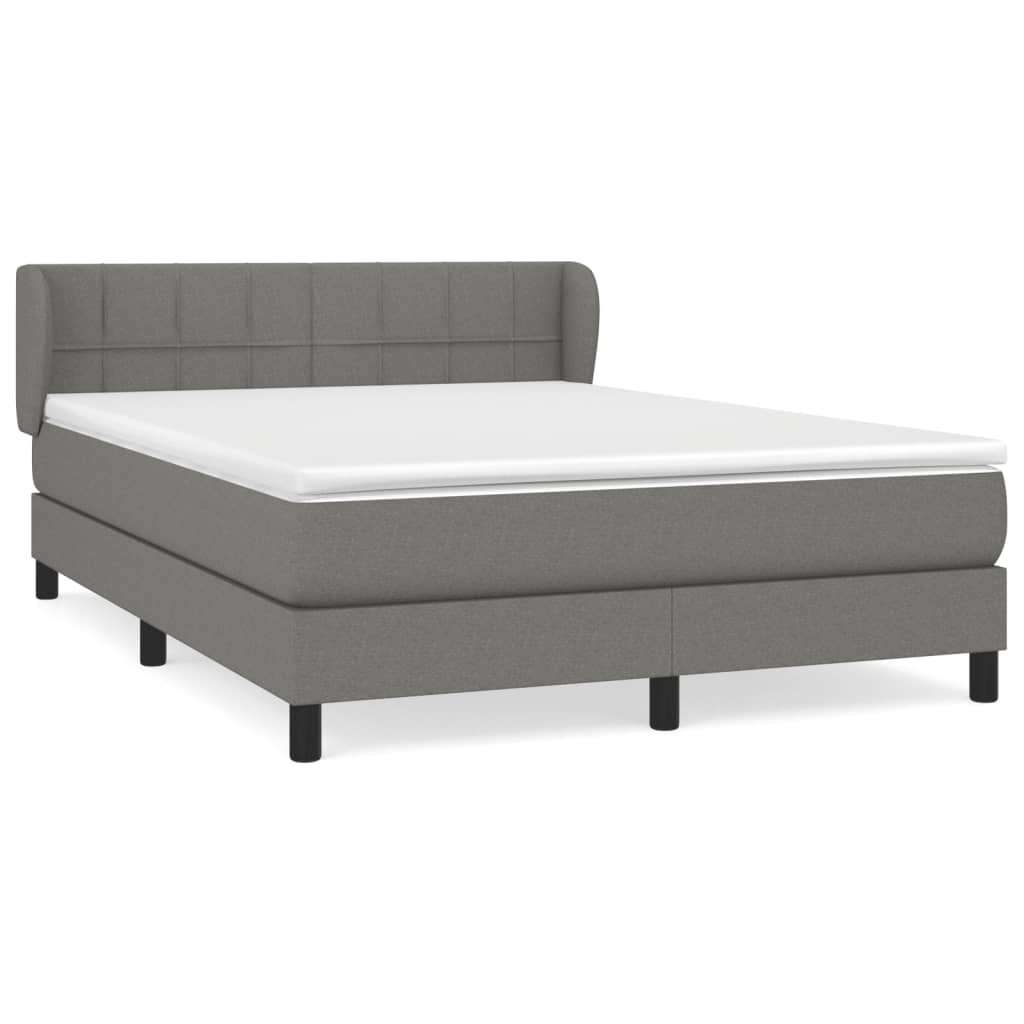 Box Spring Bed with Mattress Dark Grey 152x203 cm Fabric
